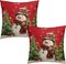 Snowman Christmas Red Throw Pillow Covers 18x18 Set of 2 Winter Snow Snowman Pine Tree Bird Print Decorative Outdoor Pillow Cases Xmas Farmhouse Pillowcase Winter Holiday Decor for Home Couch